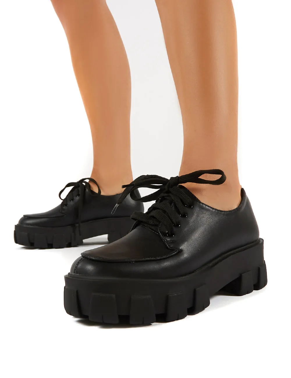Candid Black Chunky Sole Lace Up Creeper sold by Public Desire product image thumbnail 3