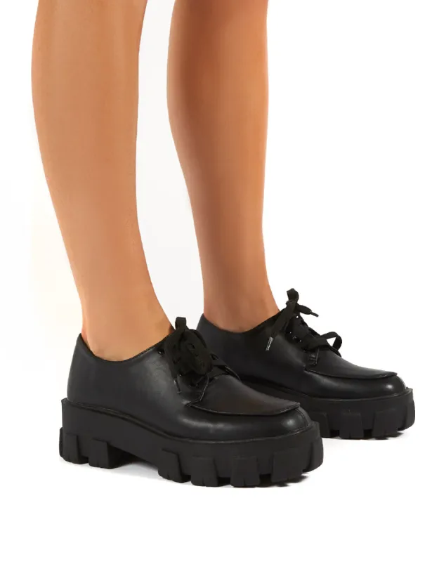 Candid Black Chunky Sole Lace Up Creeper sold by Public Desire