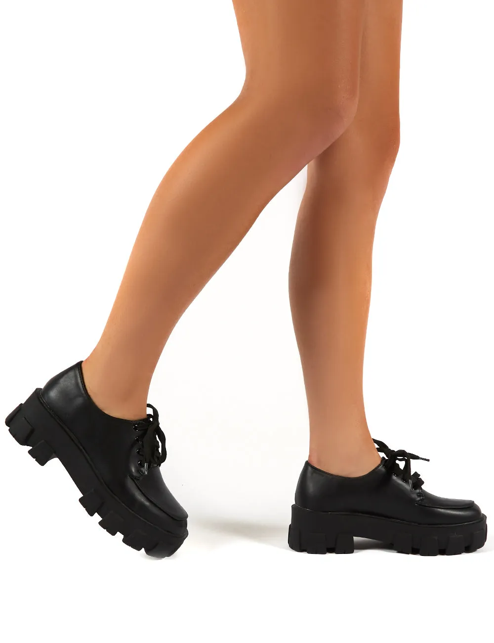 Candid Black Chunky Sole Lace Up Creeper sold by Public Desire product image thumbnail 2
