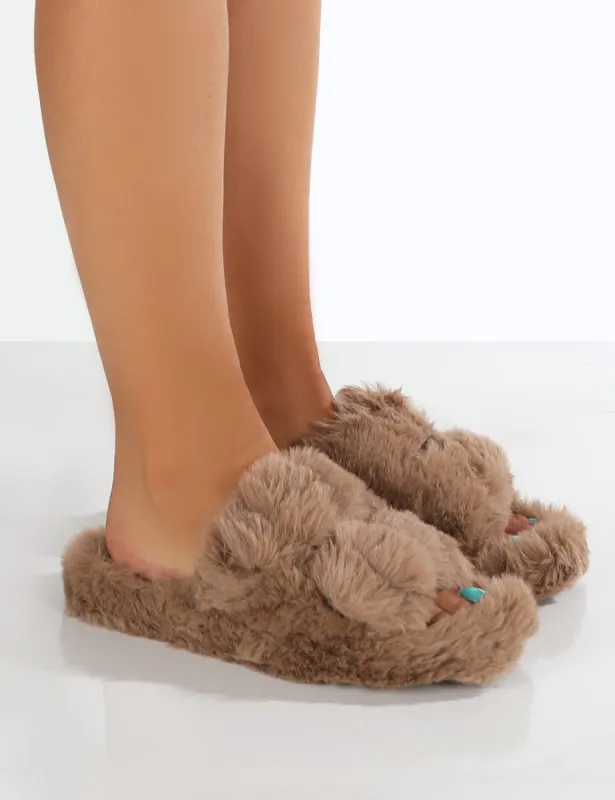 Blush Taupe Chunky Double Buckle Sandals Slippers sold by Public Desire