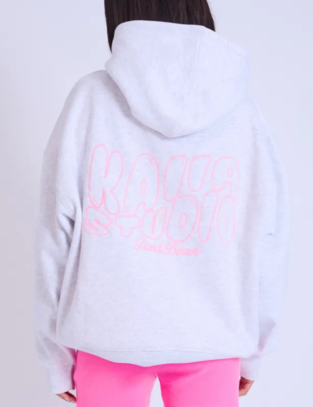Kaiia Studio Embroidered Bubble Logo Oversized Hoodie Grey Marl & Pink sold by Public Desire