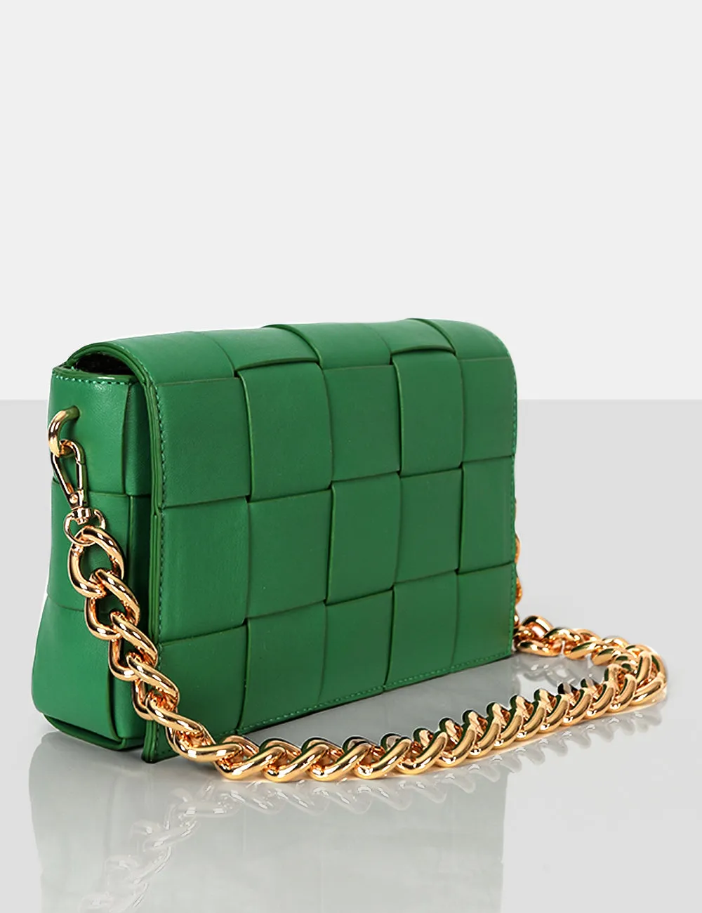 The Mayan Green Weave Gold Chain Detail Shoulder Bag sold by Public Desire product image thumbnail 2