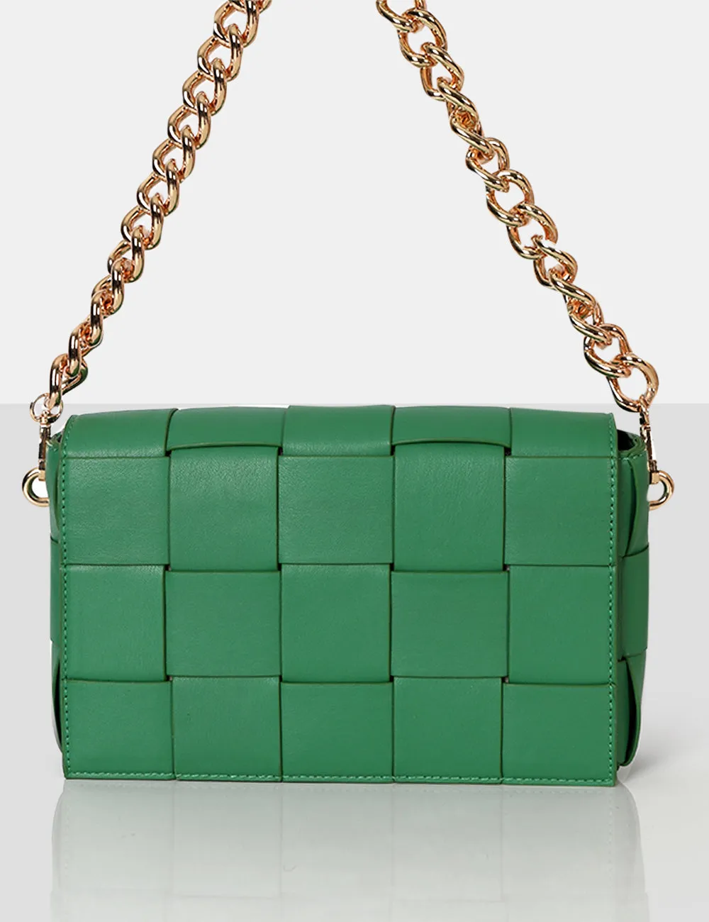 The Mayan Green Weave Gold Chain Detail Shoulder Bag sold by Public Desire product image thumbnail 4