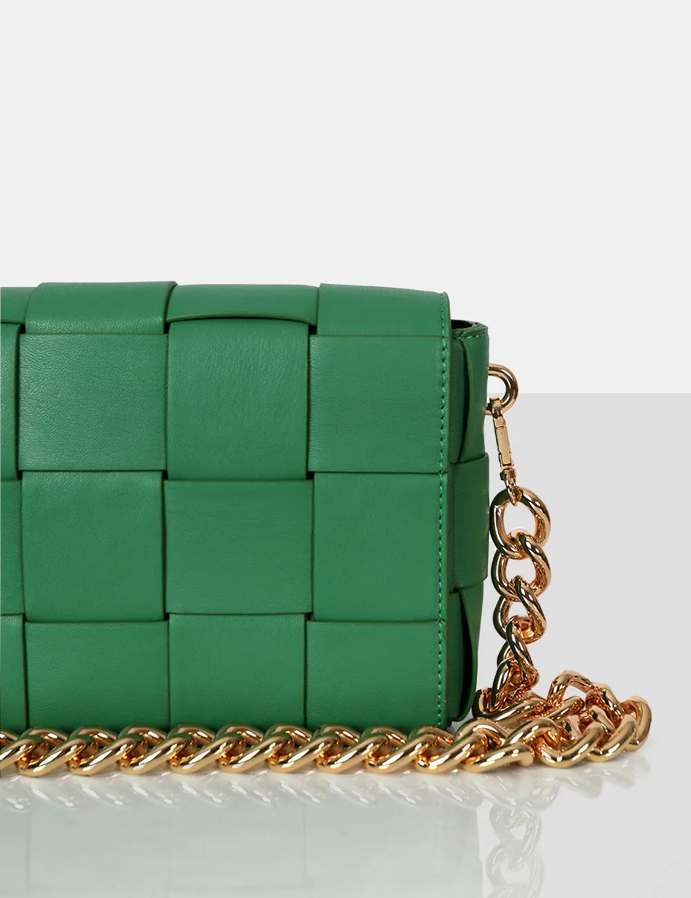 The Mayan Green Weave Gold Chain Detail Shoulder Bag sold by Public Desire product image thumbnail 3