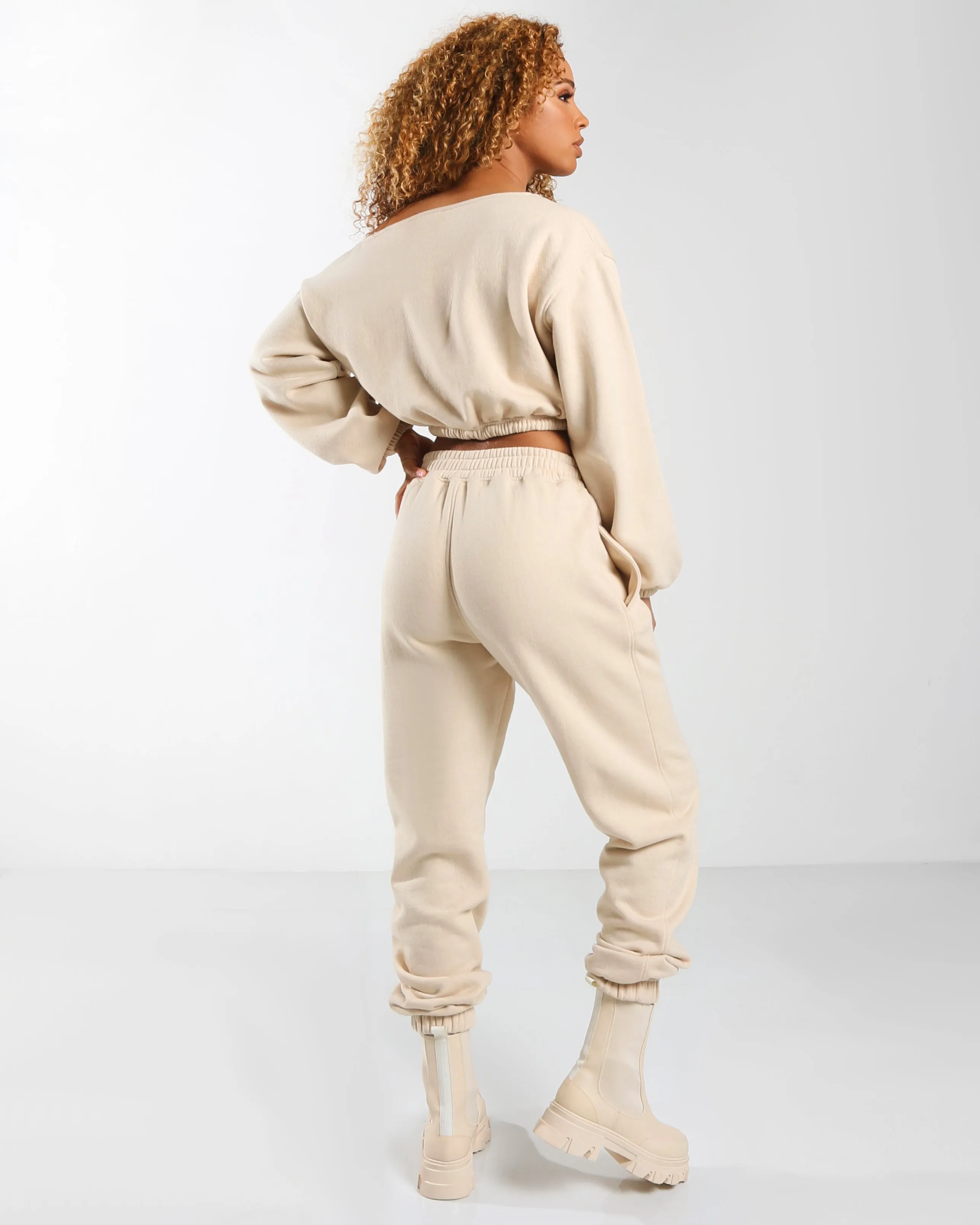 Amber x Public Desire oversized seam detail jogger in butter sold by Public Desire product image thumbnail 5