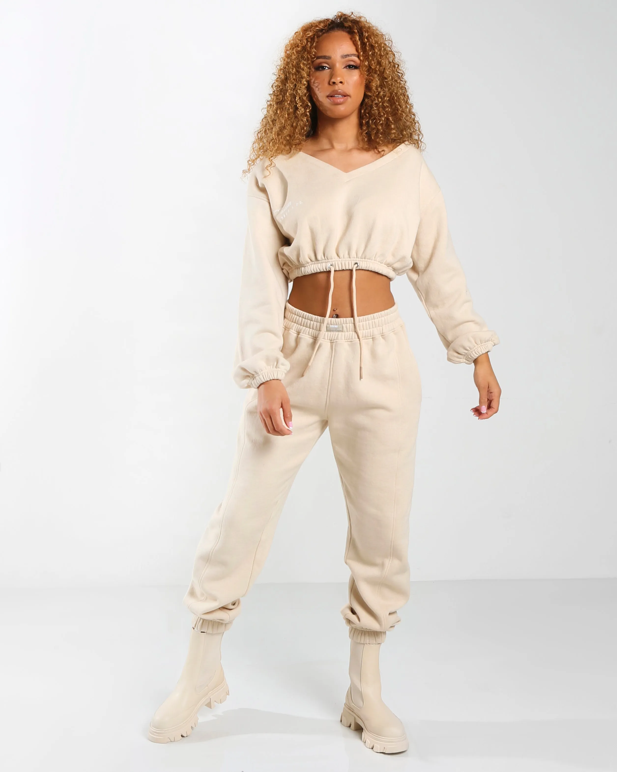 Amber x Public Desire oversized seam detail jogger in butter sold by Public Desire product image thumbnail 2