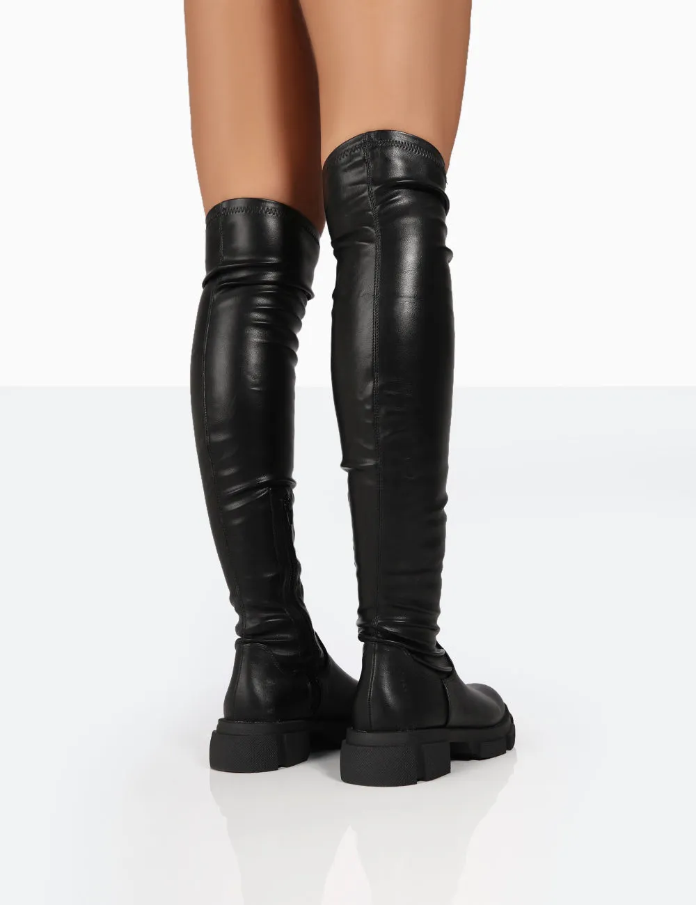 Take Chances Black PU Chunky Sole Knee High Boots sold by Public Desire product image thumbnail 3
