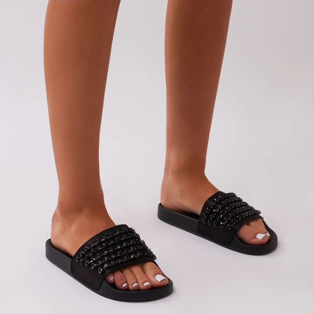 Bounce Black Diamante Sliders in Black sold by Public Desire product image thumbnail 2