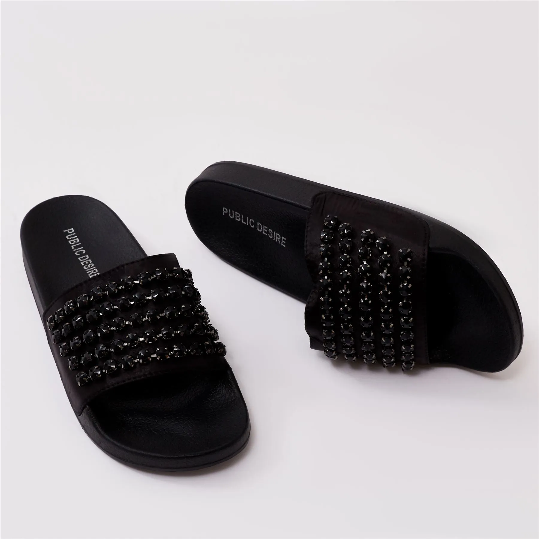 Bounce Black Diamante Sliders in Black sold by Public Desire product image thumbnail 3