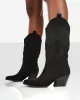 Arizona Black Faux Suede Western Embroidered Pointed Toe Knee High Cowboy Boots sold by Public Desire