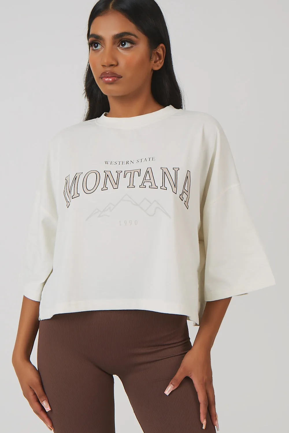 Vintage Boxy Cropped T-Shirt Ecru sold by Public Desire product image thumbnail 2