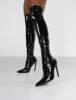 Confidence Black Patent Stiletto Heeled Over The Knee PU Boot sold by Public Desire