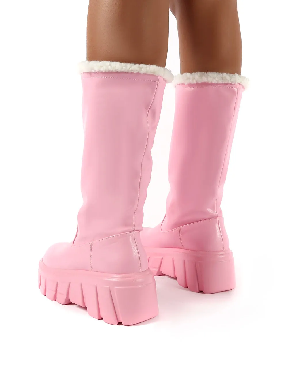 Wynter Pink Shearling Lined Knee High Ankle Boots sold by Public Desire product image thumbnail 3