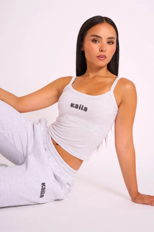 Kaiia Studio Bubble Logo Cami Top Grey Marl sold by Public Desire