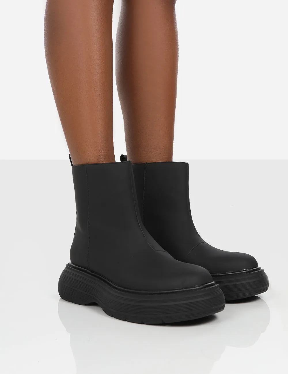 Caia Black Platform Chunky Sole Ankle Boot sold by Public Desire