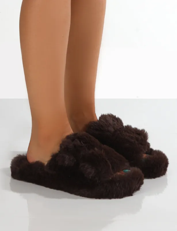 Blush Choc Chunky Double Buckle Sandals sold by Public Desire