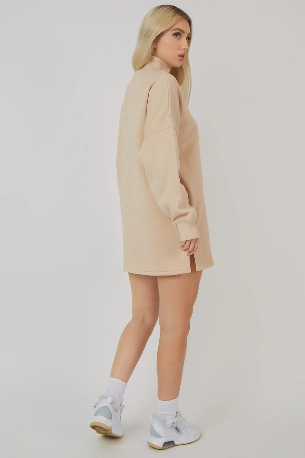 Oversize Half Zip Pullover Sweater Dress Stone sold by Public Desire product image thumbnail 4