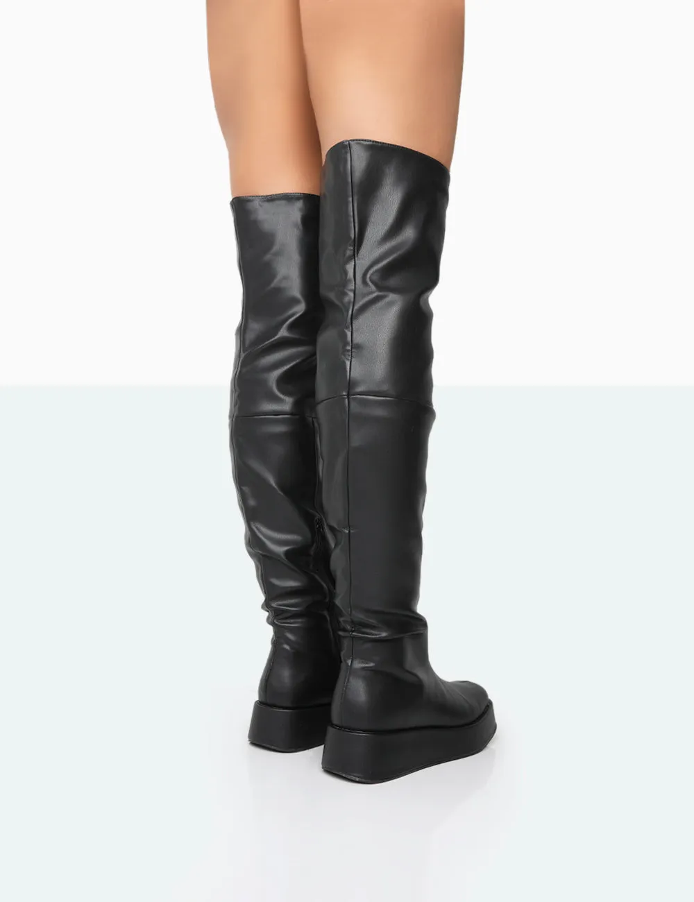 Erica Black Pu Chunky Platform Over The Knee Boots sold by Public Desire product image thumbnail 3