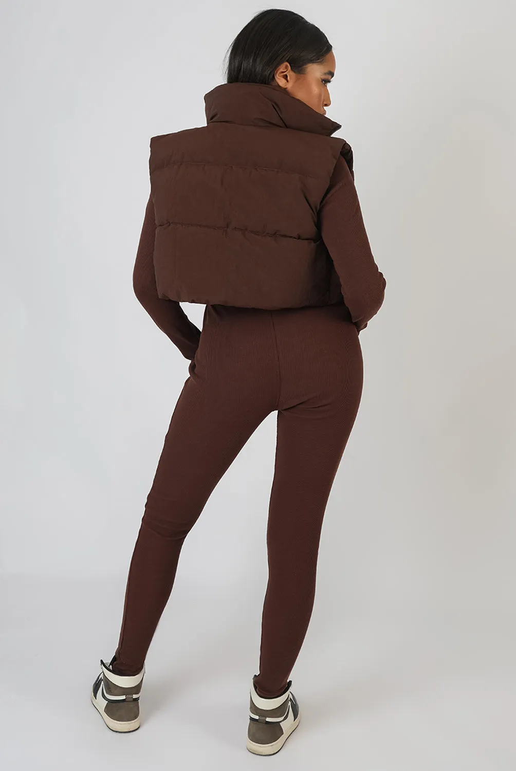 Rib Square Neck Legging Unitard Jumpsuit Chocolate sold by Public Desire product image thumbnail 4