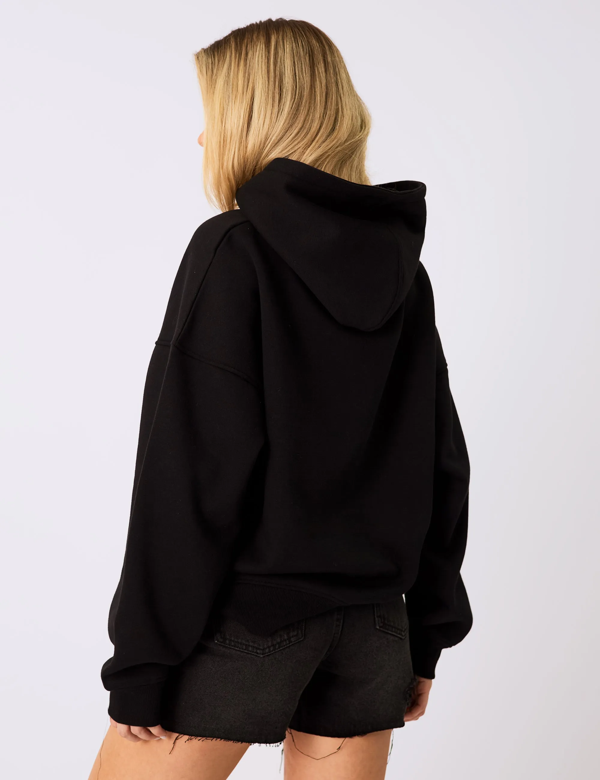 Kaiia Logo Denim Applique Oversized Hoodie Black sold by Public Desire product image thumbnail 4