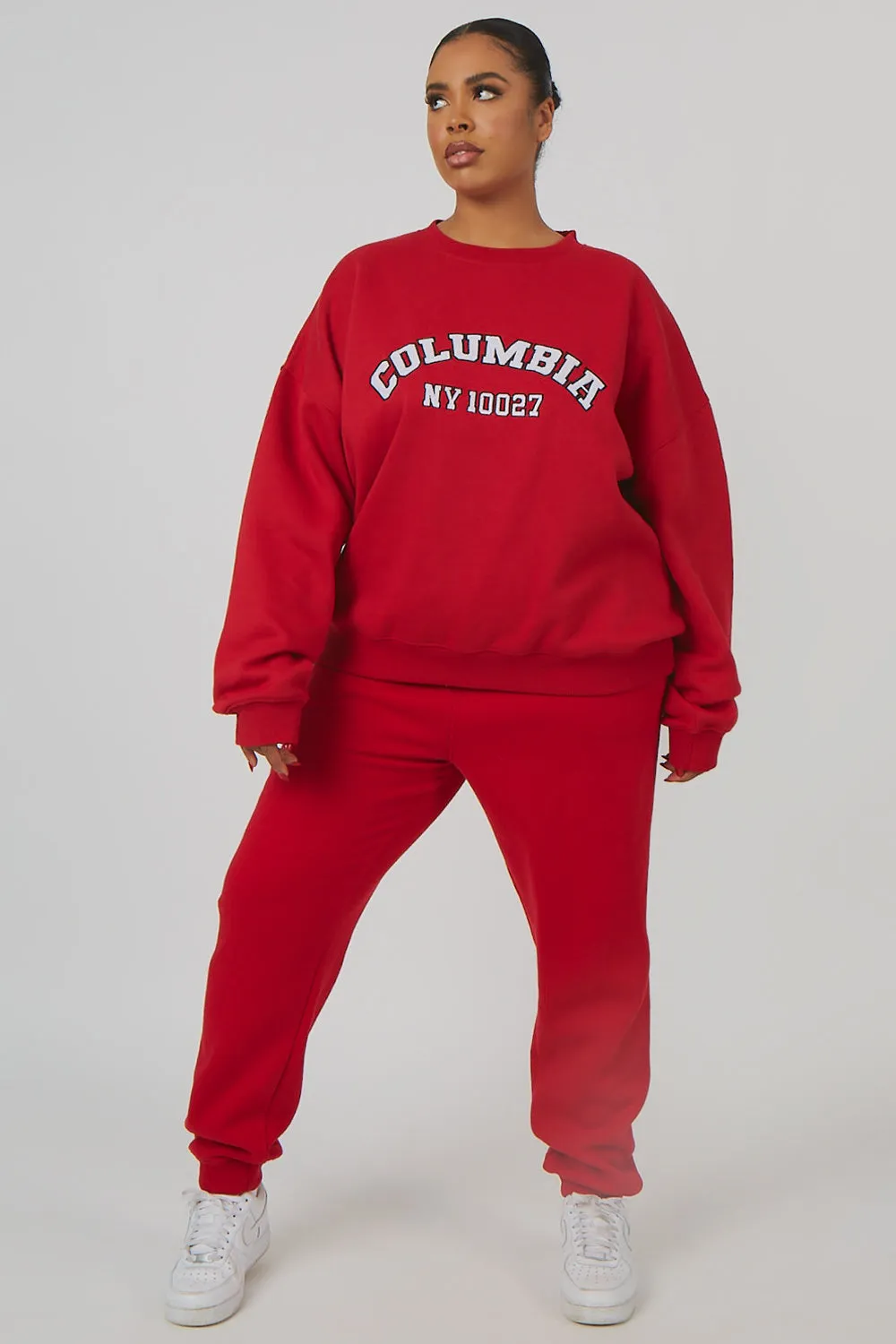 Curve Oversized Embroidered Slogan Sweatshirt Red sold by Public Desire product image thumbnail 2
