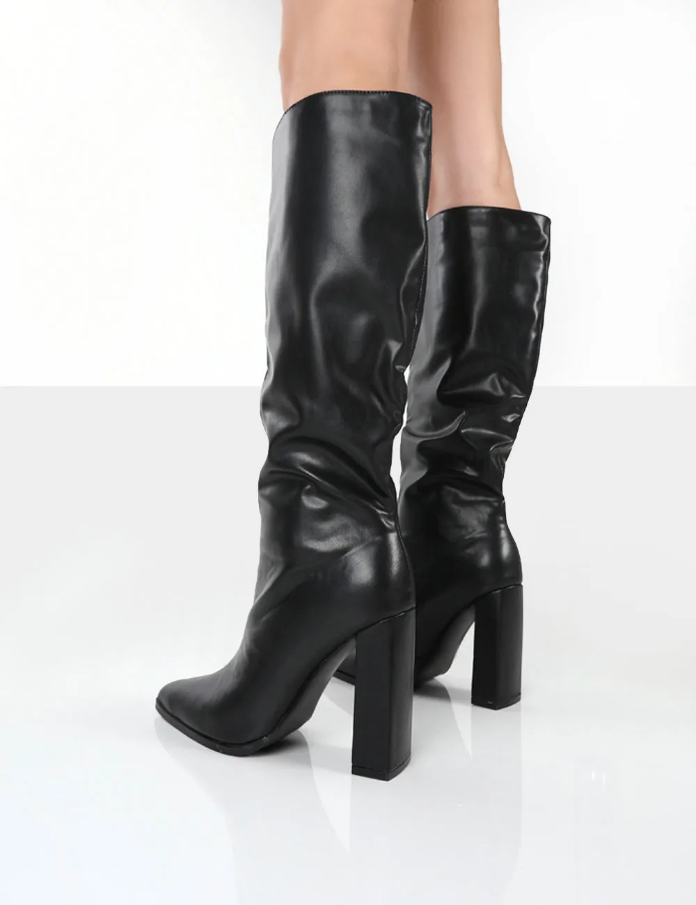 Posie Black PU Knee High Block Heel Boots sold by Public Desire product image thumbnail 2