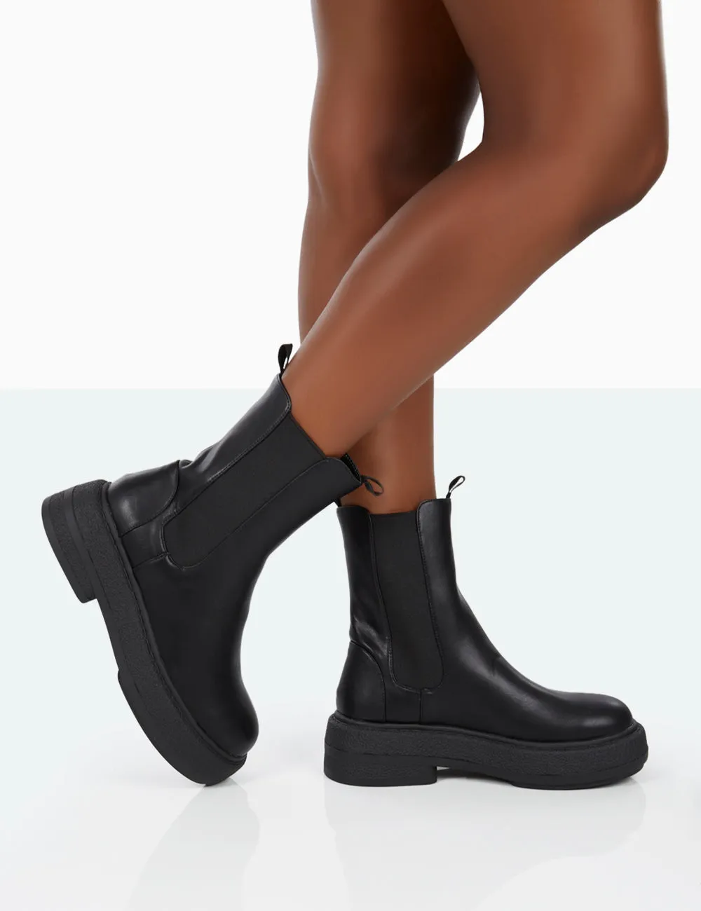 Barbie Black Pu Platform Chunky Sole Chelsea Boots sold by Public Desire product image thumbnail 2