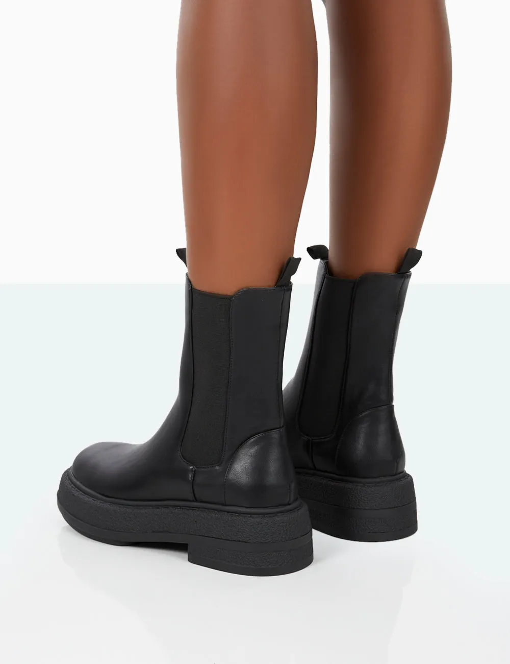 Barbie Black Pu Platform Chunky Sole Chelsea Boots sold by Public Desire product image thumbnail 3
