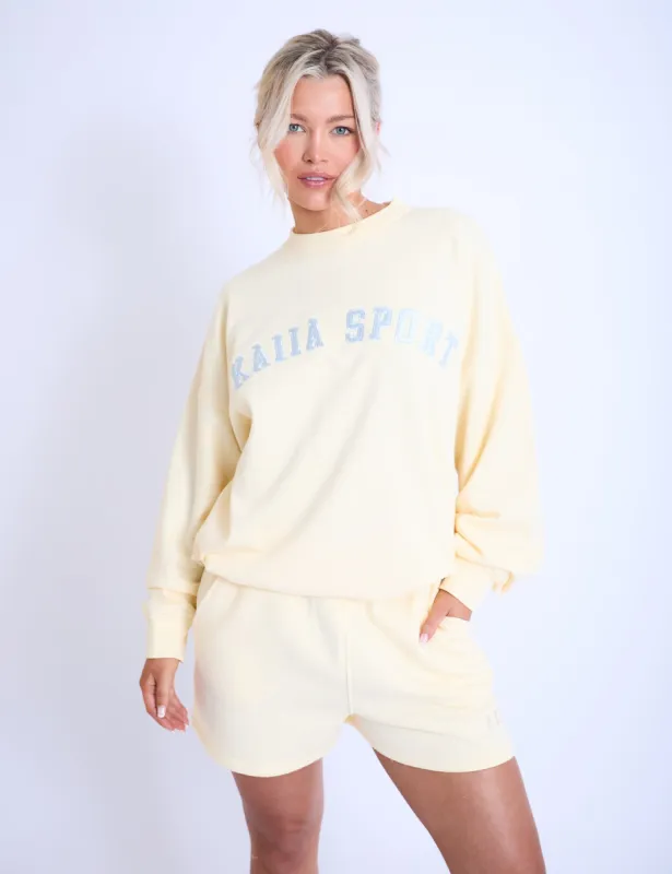 Kaiia Sport Oversized Sweatshirt Lemon & Light Blue sold by Public Desire