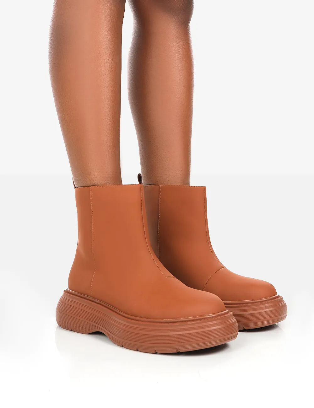 Caia Tan Platform Chunky Sole Ankle Boot sold by Public Desire