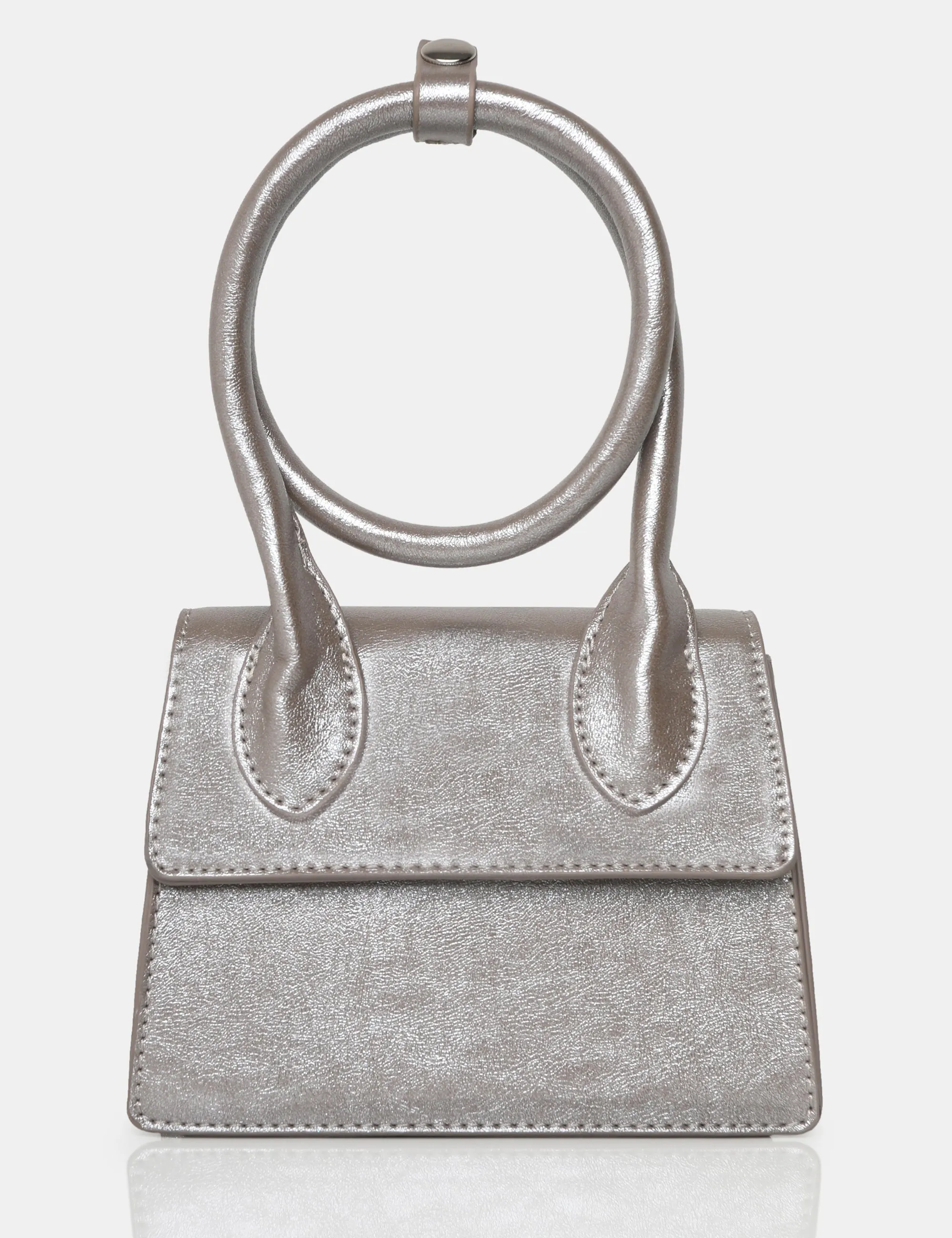 The Milan Metallic Silver Pu Crossbody Mini Bag sold by Public Desire