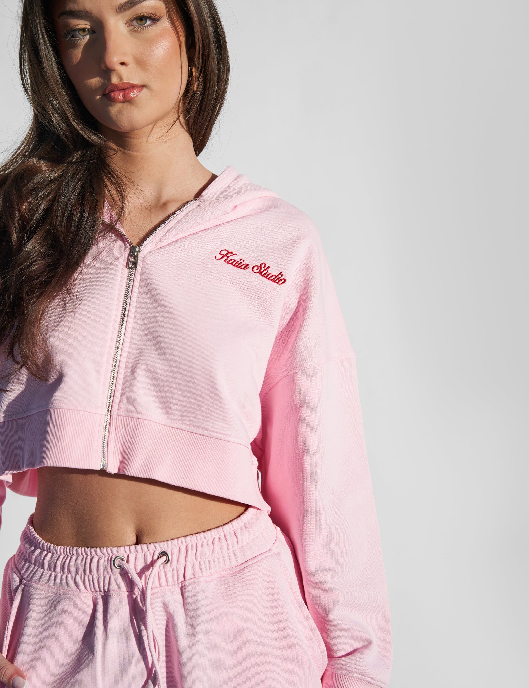Kaiia Studio Zip Through Hoodie Baby Pink sold by Public Desire product image thumbnail 4