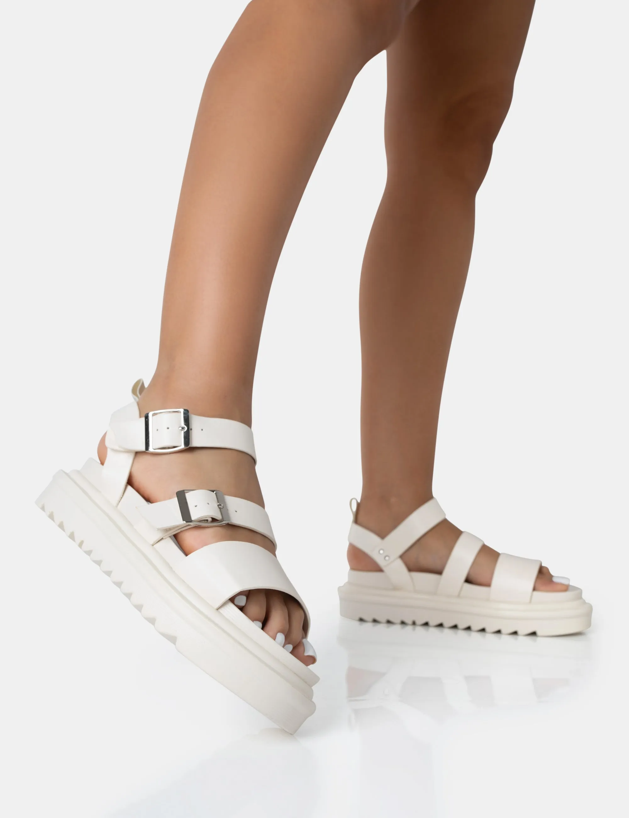 Macy Ecru PU Chunky Buckle Strap Sandals sold by Public Desire product image thumbnail 2