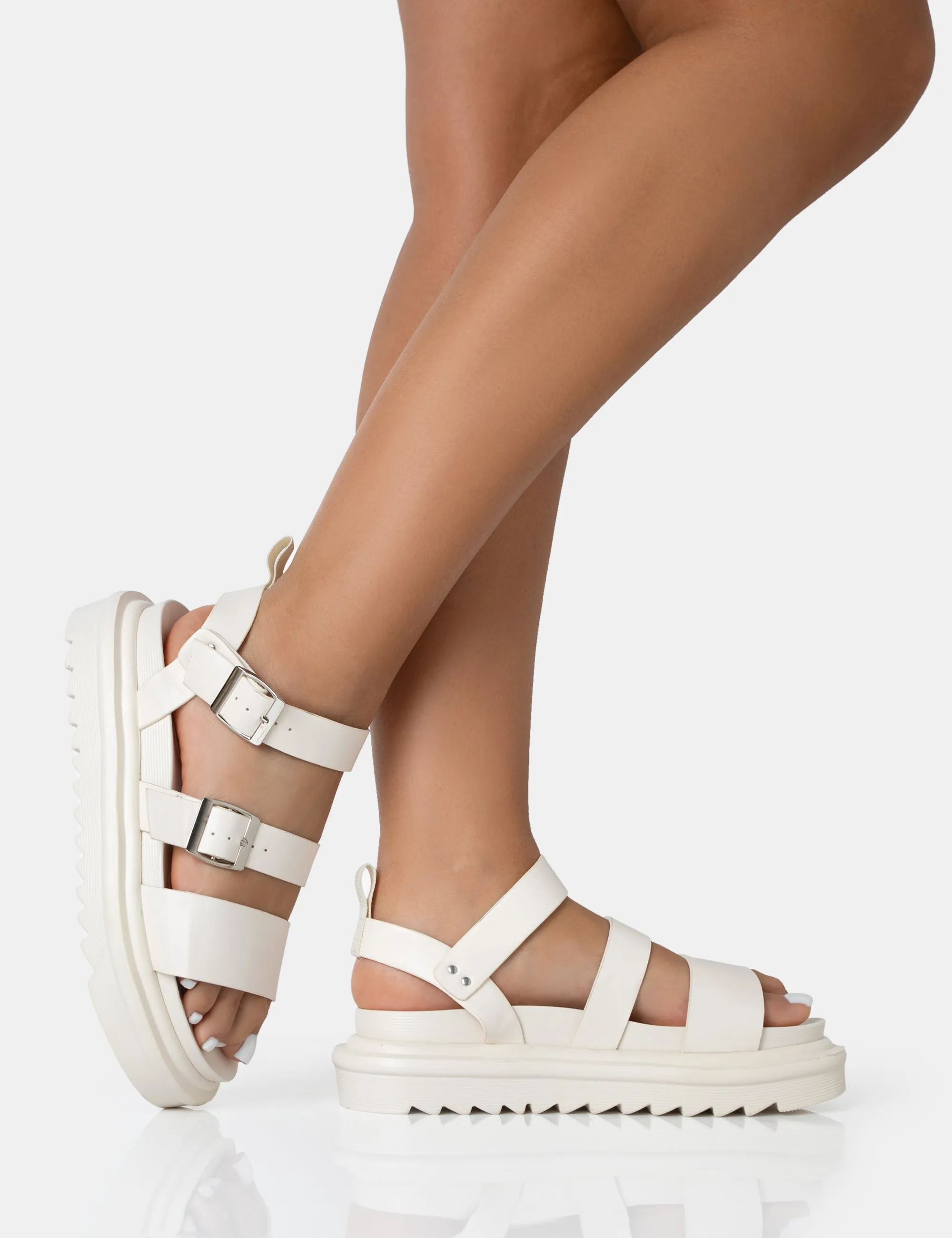 Macy Ecru PU Chunky Buckle Strap Sandals sold by Public Desire product image thumbnail 3