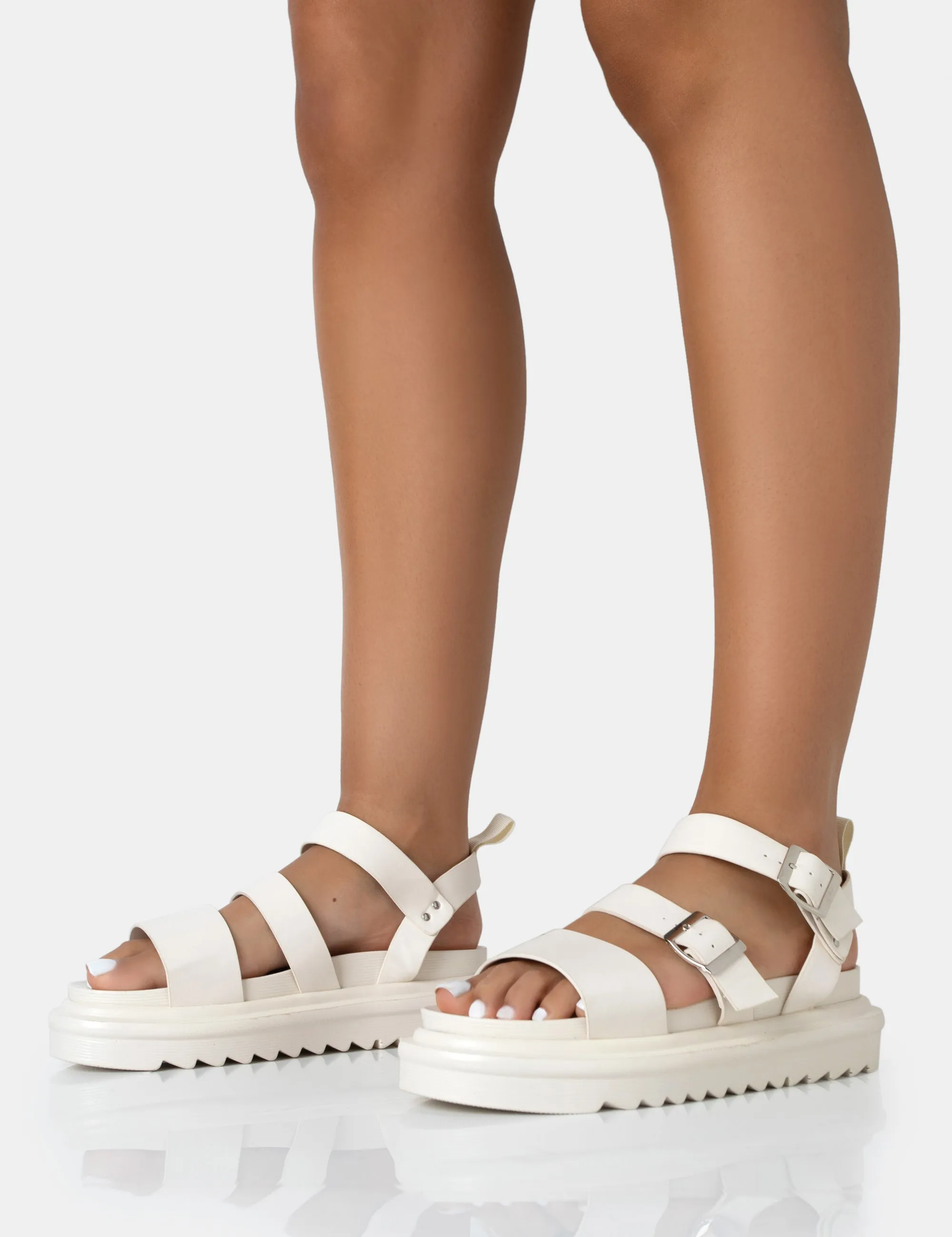 Macy Ecru PU Chunky Buckle Strap Sandals sold by Public Desire product image thumbnail 4