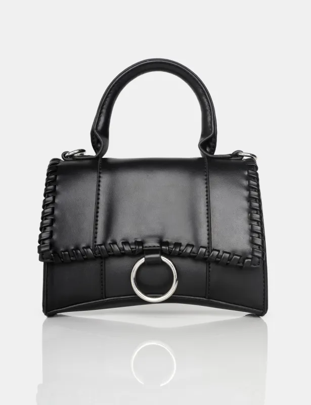 The Roxi Black Plaited Edge Mini Handbag sold by Public Desire