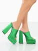 Skyhigh Green Satin Chunky Platform High Heeled Mules sold by Public Desire