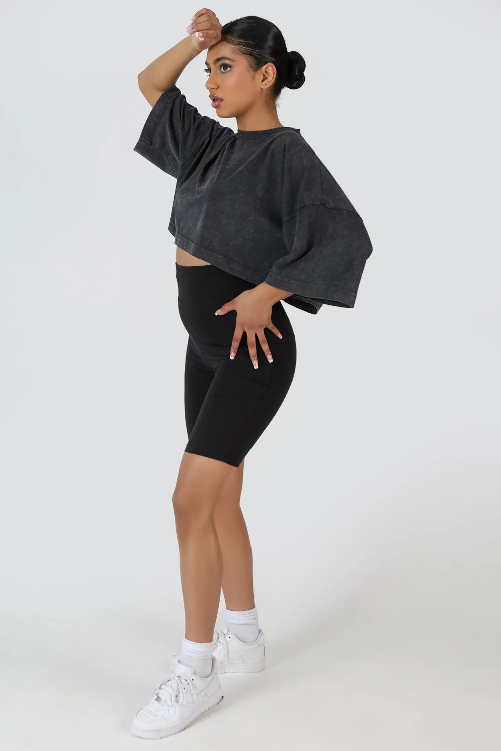 Exposed Seam Oversized Cropped T Shirt Acid Wash sold by Public Desire product image thumbnail 5