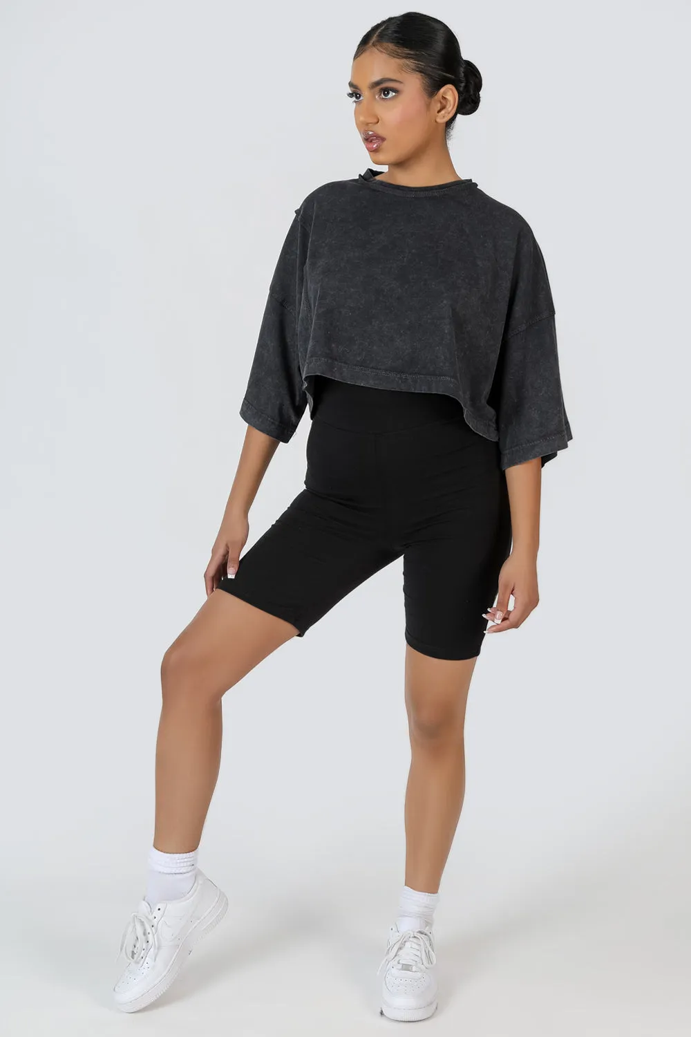 Exposed Seam Oversized Cropped T Shirt Acid Wash sold by Public Desire product image thumbnail 2