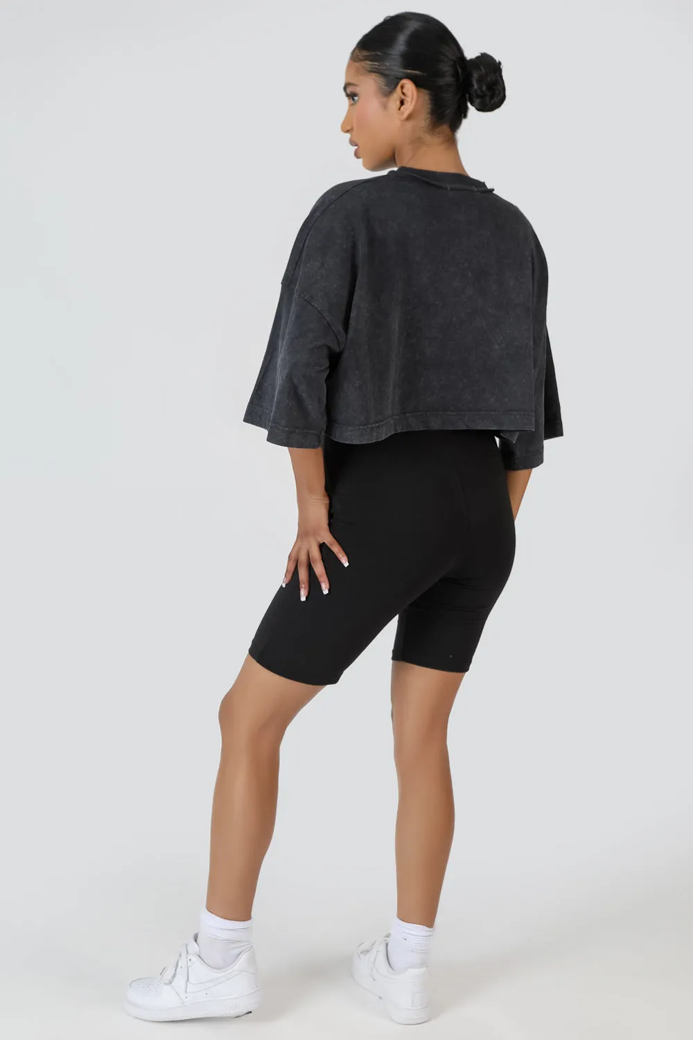 Exposed Seam Oversized Cropped T Shirt Acid Wash sold by Public Desire product image thumbnail 3