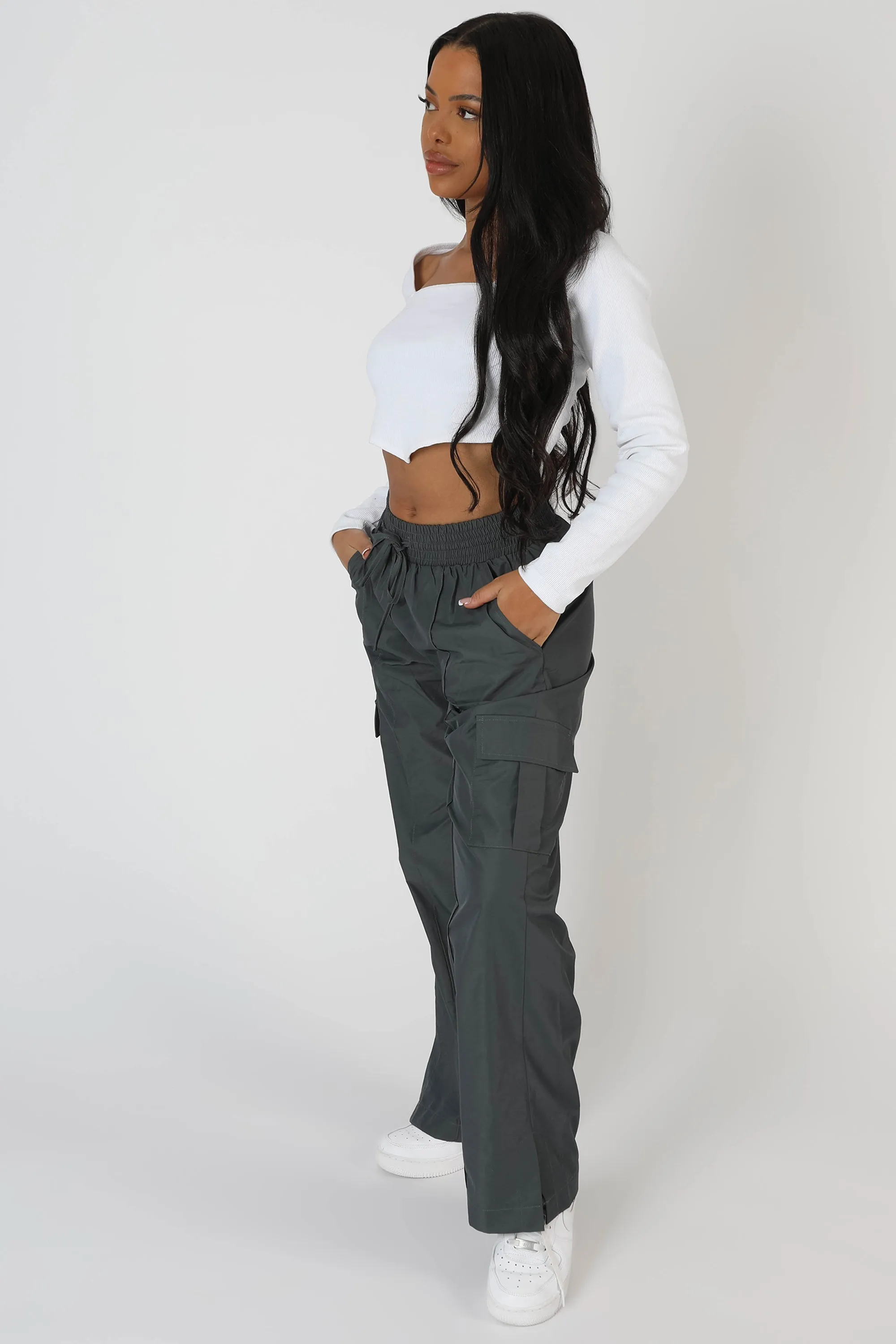 Long Sleeve Hankey Crop Top White sold by Public Desire product image thumbnail 3