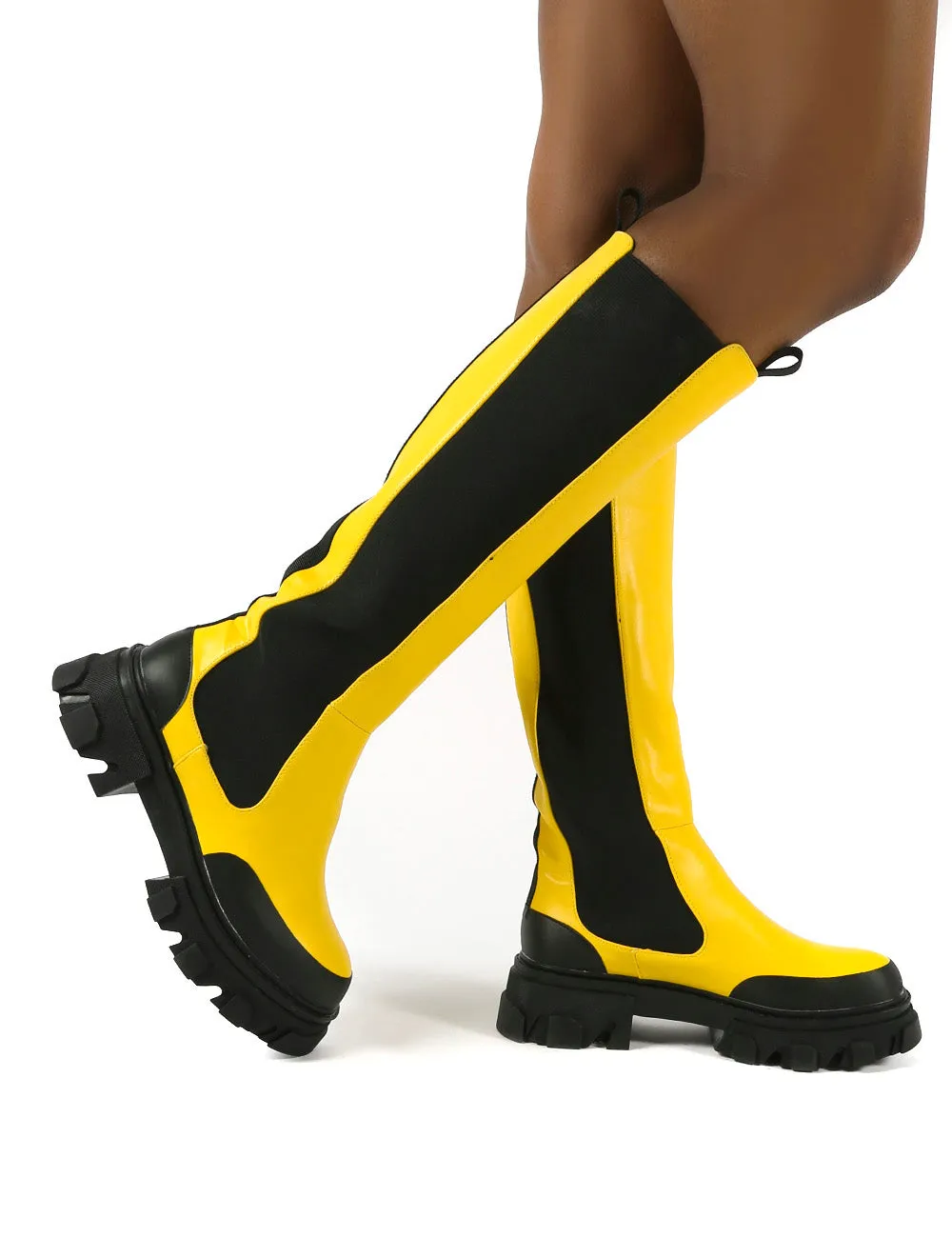 Monique Yellow Chunky Sole Knee High Boots sold by Public Desire product image thumbnail 3