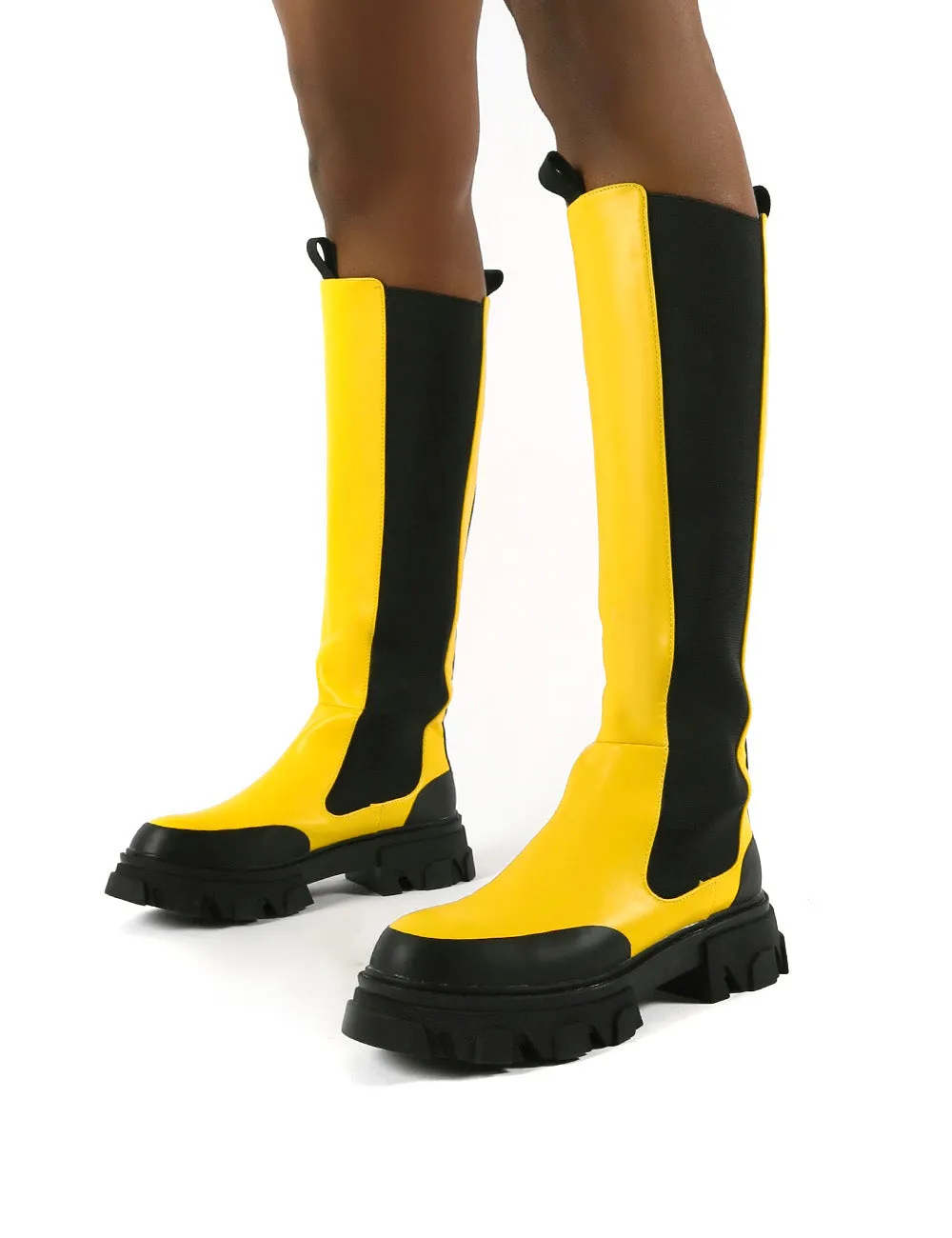 Monique Yellow Chunky Sole Knee High Boots sold by Public Desire product image thumbnail 2