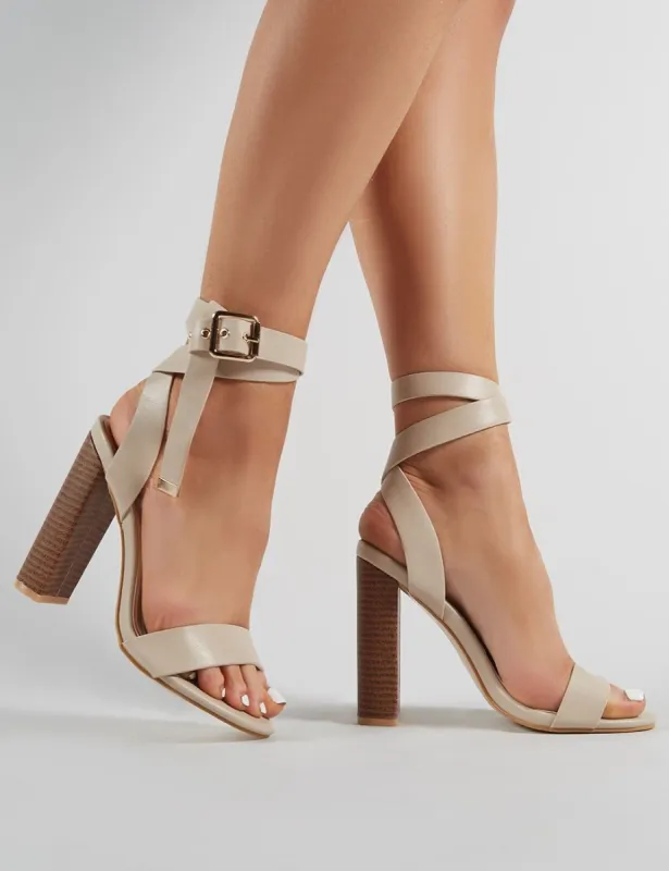 Brea Block Heels In Nude sold by Public Desire