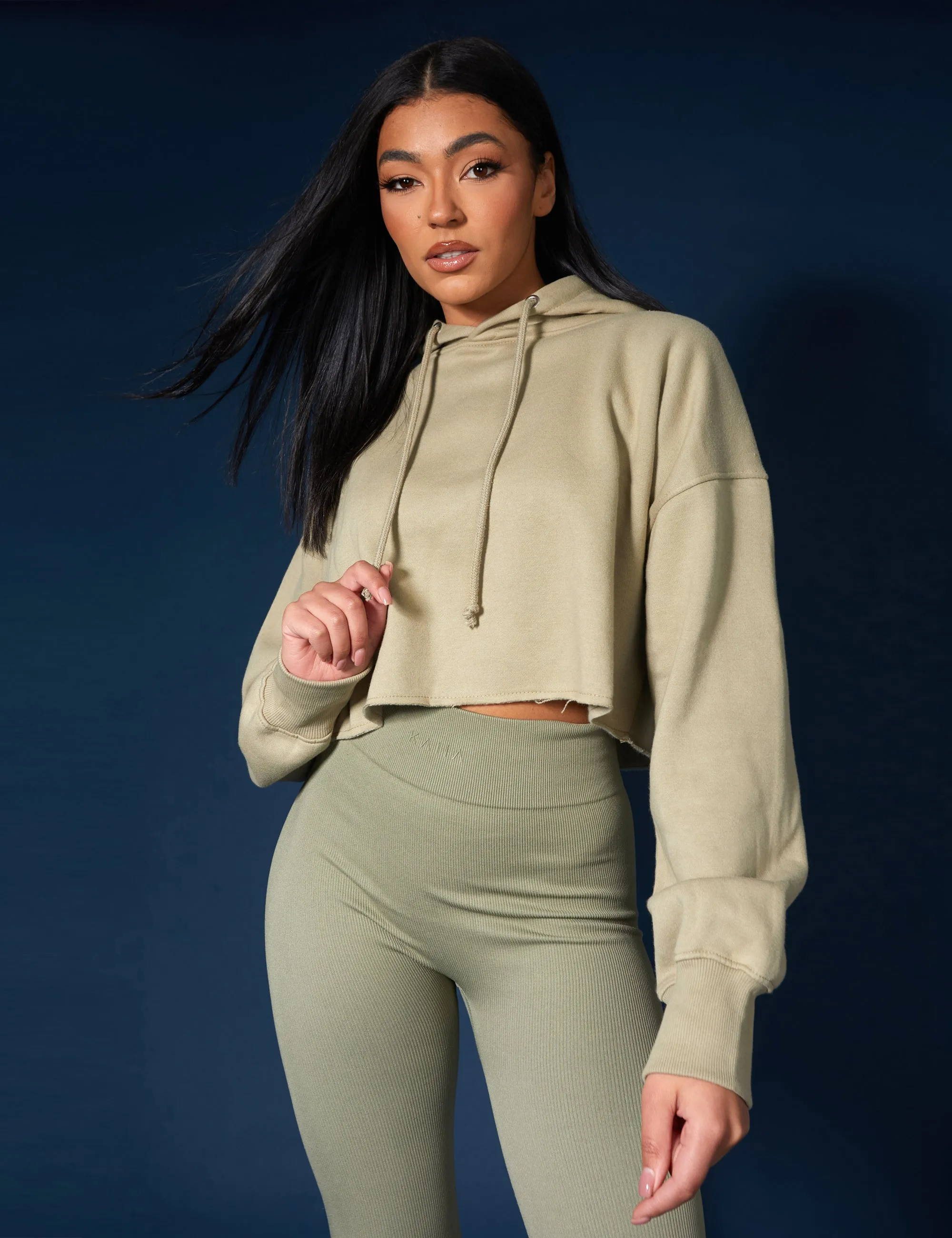 Oversized Cropped Light Khaki Sweat Hoodie sold by Public Desire product image thumbnail 3