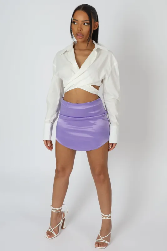 Wrap Waist Poplin Shirt White sold by Public Desire