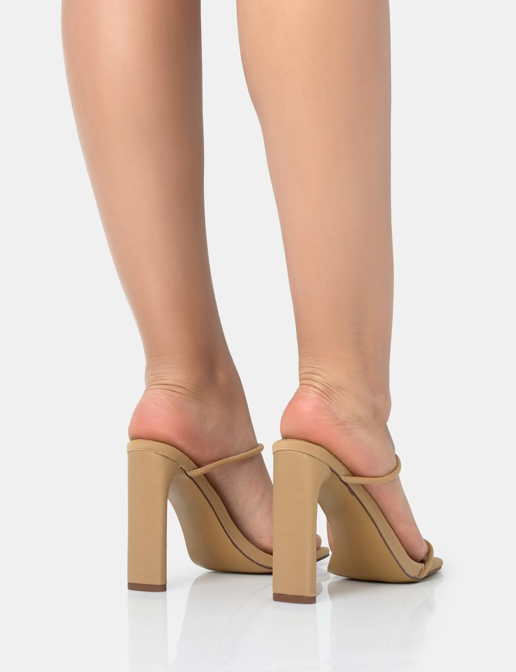 True Camel Nylon Strappy Barely There Square Toe Flat Block Heels sold by Public Desire product image thumbnail 4