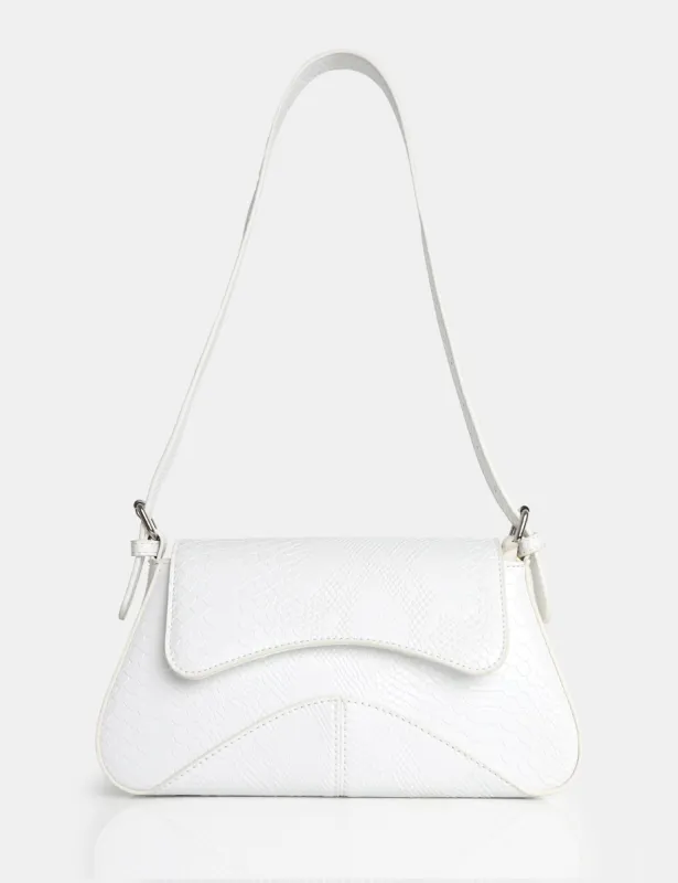 The Dea Ecru Matt Croc Pu Shoulder Bag sold by Public Desire