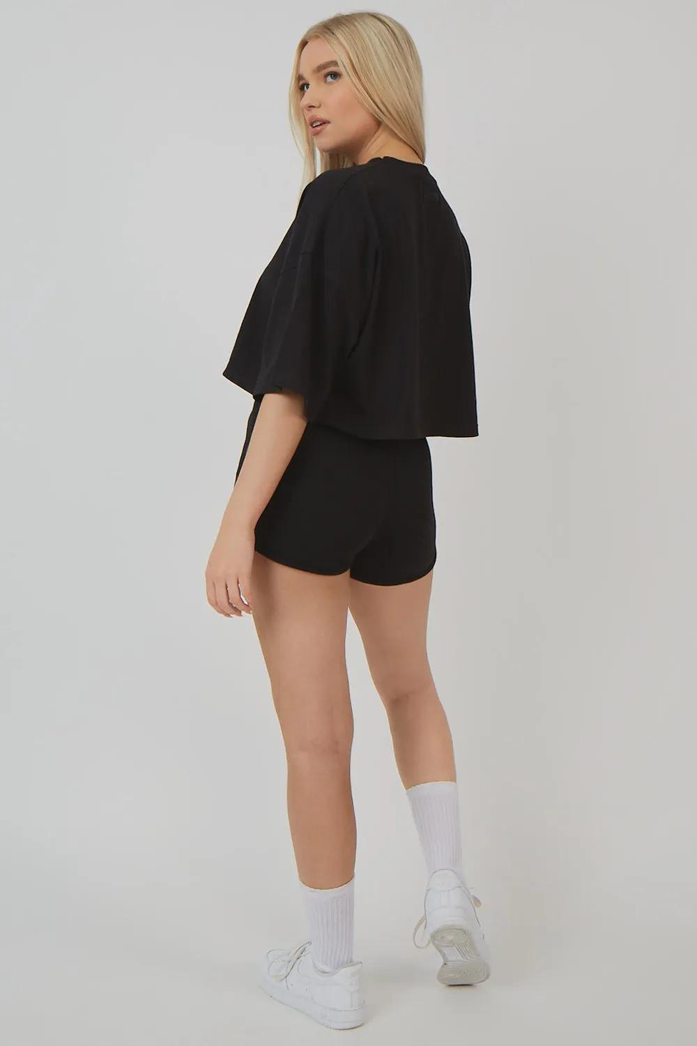 Embroidered Slogan Cropped T-Shirt Black sold by Public Desire product image thumbnail 4