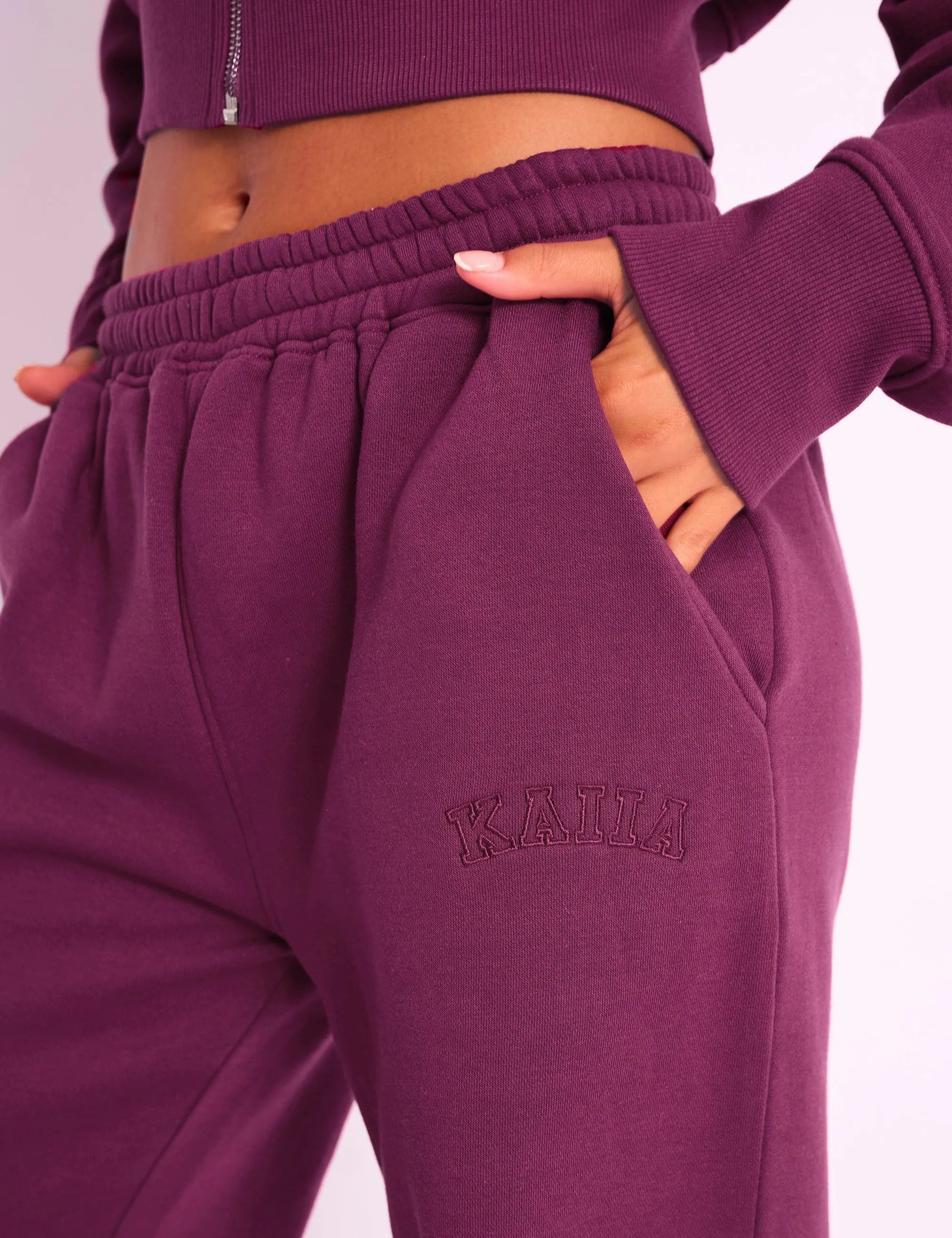 Kaiia Wide Leg Jogger Maroon sold by Public Desire product image thumbnail 2
